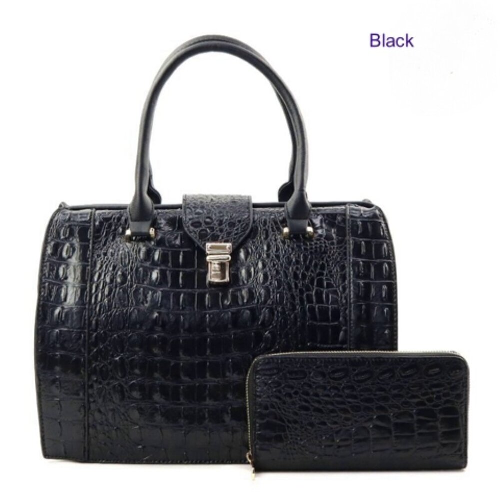 Doctor Bag style handbag with matching wallet.